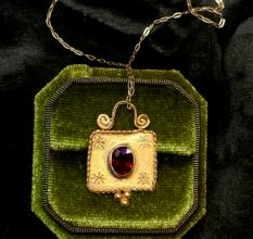 Handcrafted Garnet gemstone necklace, Brass with 22k gold plated